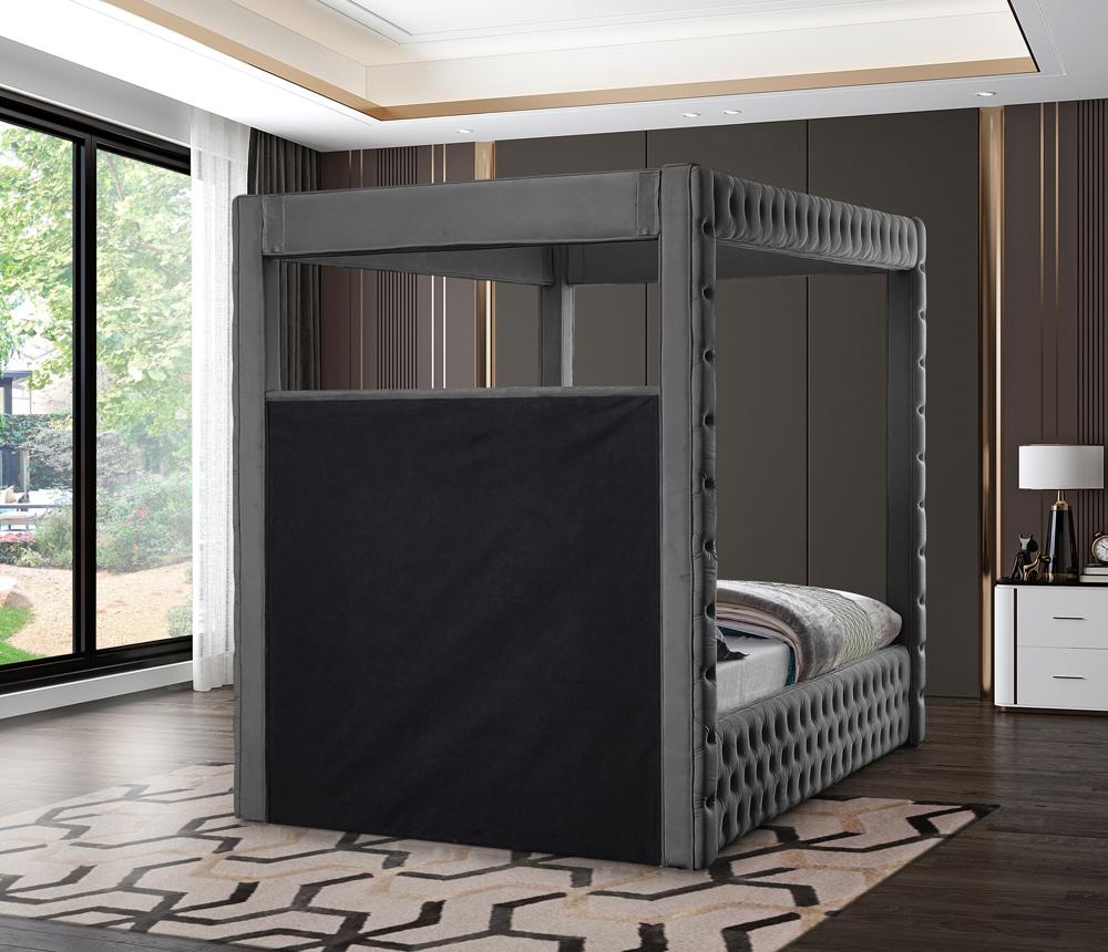 Meridian Furniture - Royal Grey Velvet Queen Bed - RoyalGrey-Q veiw 6