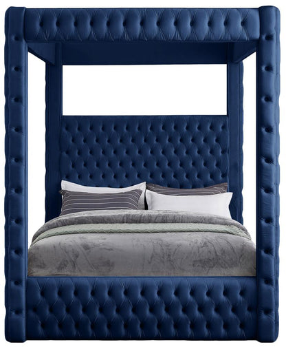 Meridian Furniture - Royal Navy Velvet King Bed - RoyalNavy-K veiw 3