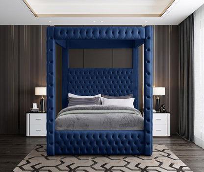 Meridian Furniture - Royal Navy Velvet King Bed - RoyalNavy-K veiw 4