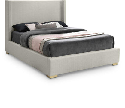 Meridian Furniture - Royce Beige Linen Textured Fabric Full Bed - RoyceBeige-F veiw 1