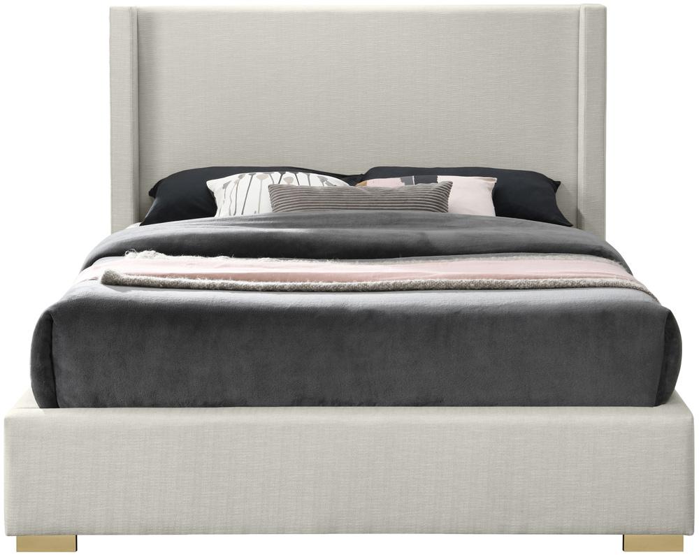 Meridian Furniture - Royce Beige Linen Textured Fabric Full Bed - RoyceBeige-F veiw 5