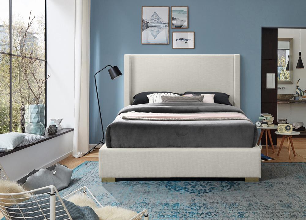 Meridian Furniture - Royce Beige Linen Textured Fabric Full Bed - RoyceBeige-F veiw 7