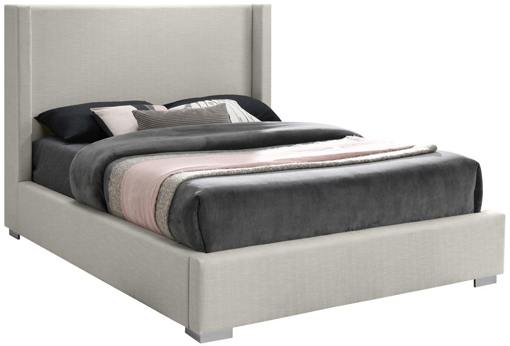Meridian Furniture - Royce Beige Linen Textured Fabric King Bed - RoyceBeige-K veiw 2