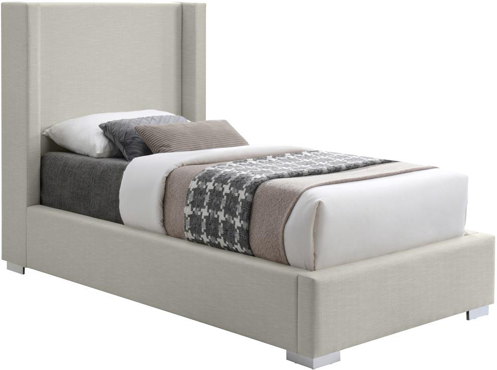 Meridian Furniture - Royce Beige Linen Textured Fabric Twin Bed - RoyceBeige-T veiw 2