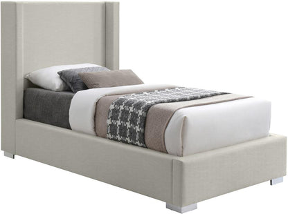 Meridian Furniture - Royce Beige Linen Textured Fabric Twin Bed - RoyceBeige-T veiw 2