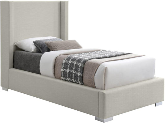 Meridian Furniture - Royce Beige Linen Textured Fabric Twin Bed - RoyceBeige-T veiw 2