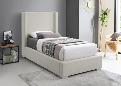 Meridian Furniture - Royce Beige Linen Textured Fabric Twin Bed - RoyceBeige-T veiw 4