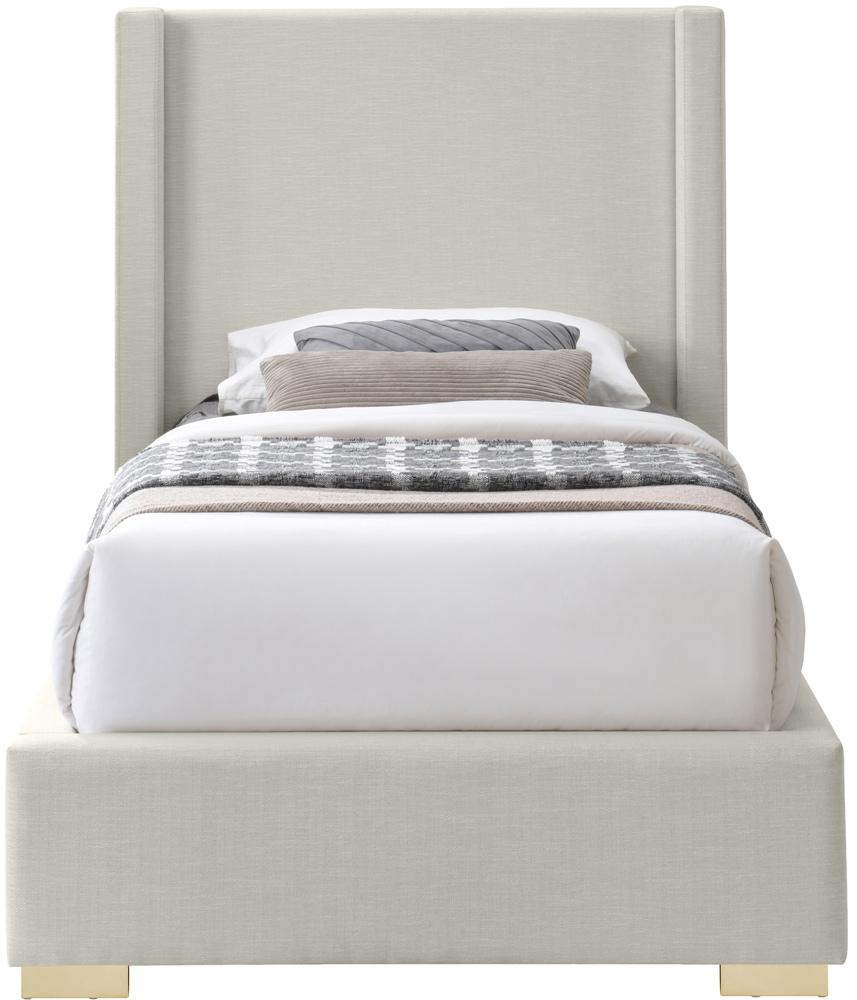 Meridian Furniture - Royce Beige Linen Textured Fabric Twin Bed - RoyceBeige-T veiw 5