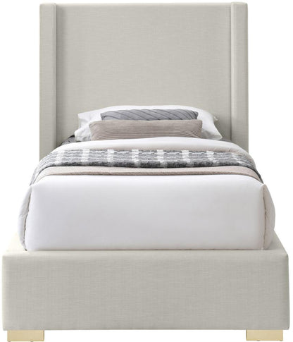 Meridian Furniture - Royce Beige Linen Textured Fabric Twin Bed - RoyceBeige-T veiw 5