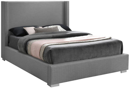Meridian Furniture - Royce Grey Linen Textured Fabric Full Bed - RoyceGrey-F veiw 2