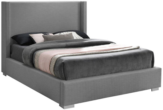 Meridian Furniture - Royce Grey Linen Textured Fabric Full Bed - RoyceGrey-F veiw 2