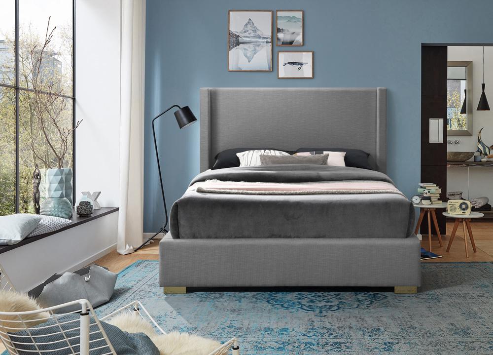 Meridian Furniture - Royce Grey Linen Textured Fabric Full Bed - RoyceGrey-F veiw 7