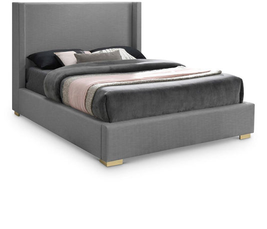 Meridian Furniture - Royce Grey Linen Textured Fabric King Bed - RoyceGrey-K veiw 1