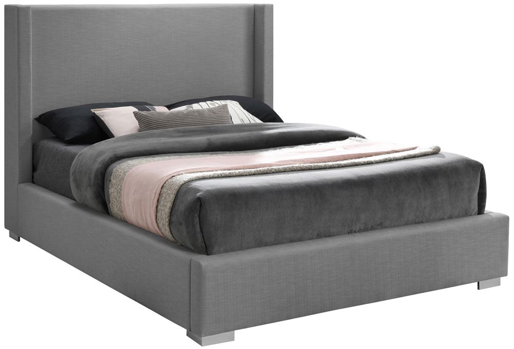 Meridian Furniture - Royce Grey Linen Textured Fabric King Bed - RoyceGrey-K veiw 2