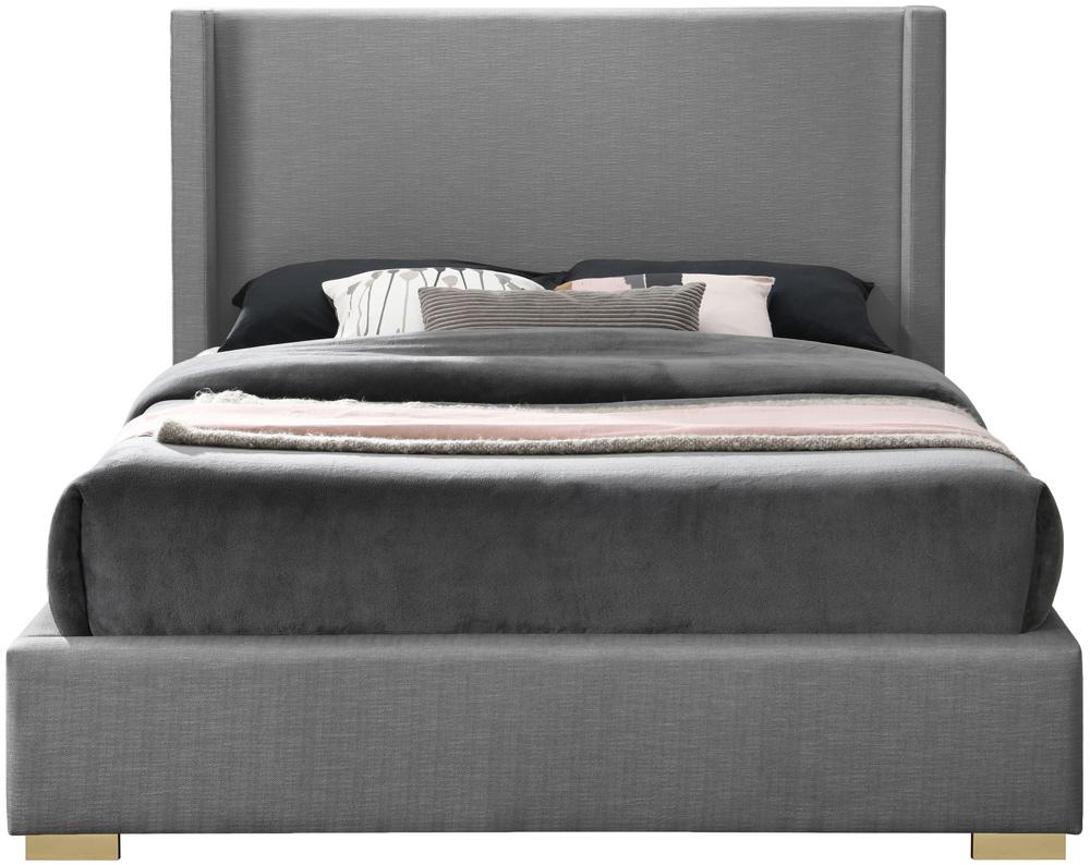 Meridian Furniture - Royce Grey Linen Textured Fabric King Bed - RoyceGrey-K veiw 5