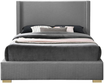 Meridian Furniture - Royce Grey Linen Textured Fabric King Bed - RoyceGrey-K veiw 5