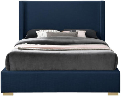 Meridian Furniture - Royce Navy Linen Textured Fabric Full Bed - RoyceNavy-F veiw 5