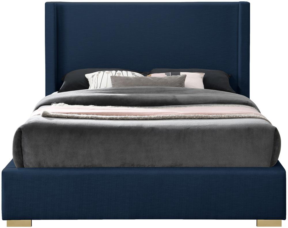 Meridian Furniture - Royce Navy Linen Textured Fabric King Bed - RoyceNavy-K veiw 5
