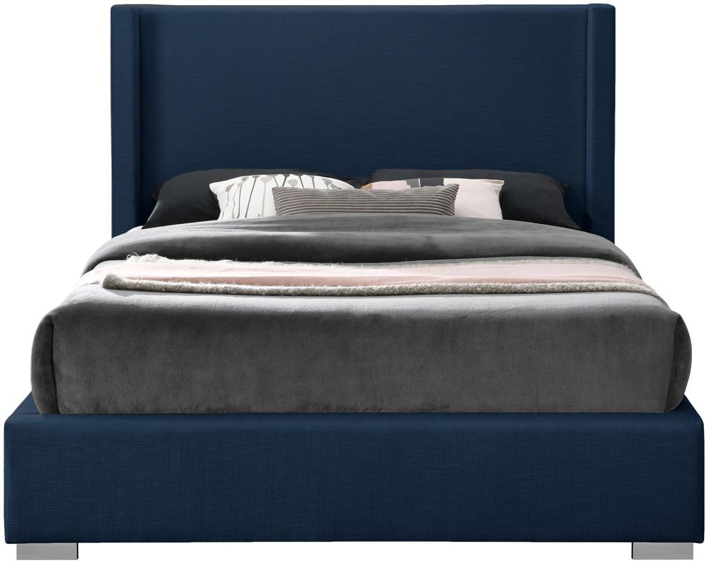 Meridian Furniture - Royce Navy Linen Textured Fabric Queen Bed - RoyceNavy-Q veiw 6