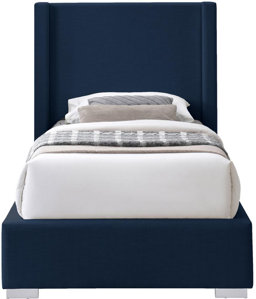Meridian Furniture - Royce Navy Linen Textured Fabric Twin Bed - RoyceNavy-T veiw 6