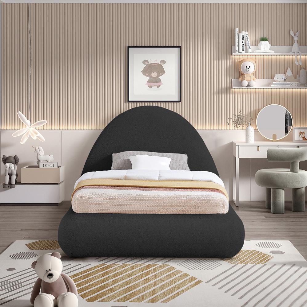 Meridian Furniture - Rudy Black Teddy Fabric Twin Bed - RudyBlack-T veiw 4
