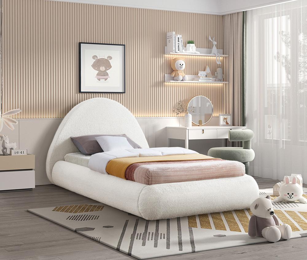 Meridian Furniture - Rudy Cream Teddy Fabric Twin Bed - RudyCream-T veiw 2