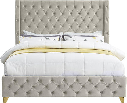 Meridian Furniture - Savan Cream Velvet King Bed - SavanCream-K veiw 5