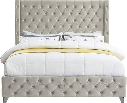 Meridian Furniture - Savan Cream Velvet King Bed - SavanCream-K veiw 6