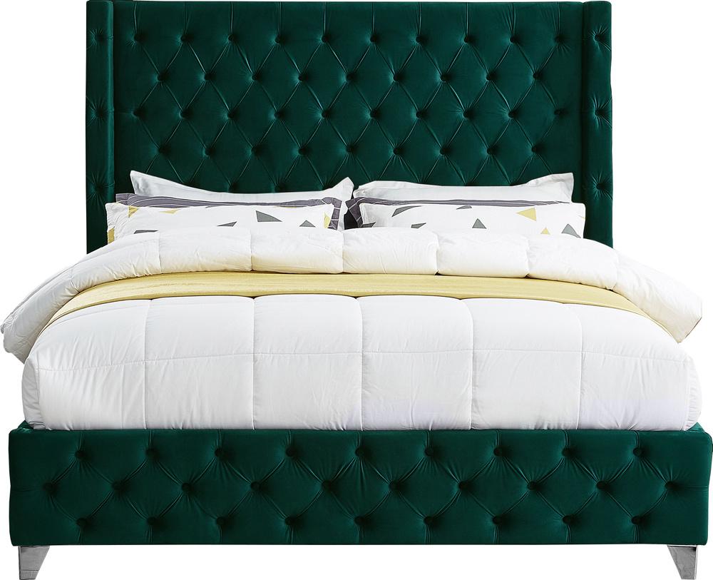Meridian Furniture - Savan Green Velvet Full Bed - SavanGreen-F veiw 6