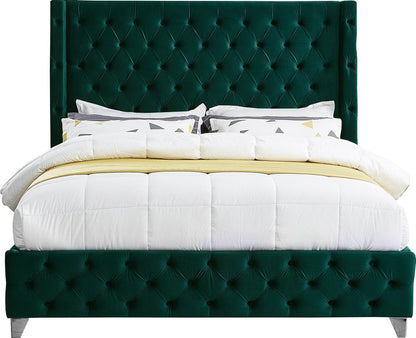 Meridian Furniture - Savan Green Velvet Full Bed - SavanGreen-F veiw 6