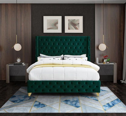 Meridian Furniture - Savan Green Velvet Full Bed - SavanGreen-F veiw 7