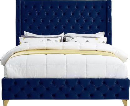 Meridian Furniture - Savan Navy Velvet Full Bed - SavanNavy-F veiw 5