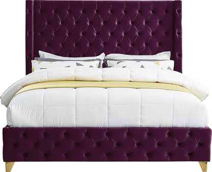 Meridian Furniture - Savan Purple Velvet Full Bed - SavanPurple-F veiw 5