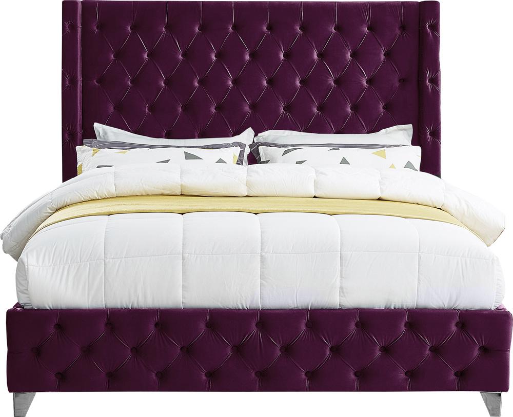 Meridian Furniture - Savan Purple Velvet Full Bed - SavanPurple-F veiw 6