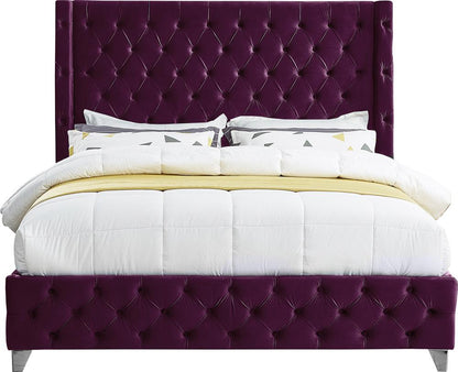 Meridian Furniture - Savan Purple Velvet King Bed - SavanPurple-K veiw 6