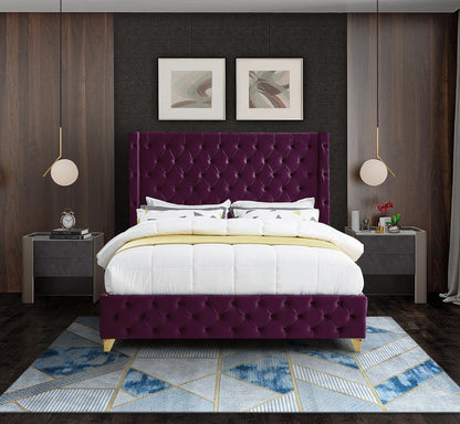 Meridian Furniture - Savan Purple Velvet King Bed - SavanPurple-K veiw 7