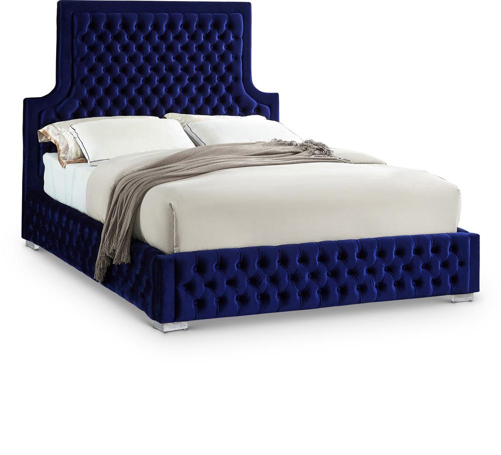 Meridian Furniture - Sedona Navy Velvet King Bed - SedonaNavy-K veiw 1