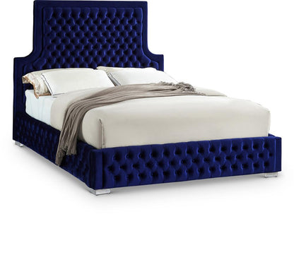 Meridian Furniture - Sedona Navy Velvet Queen Bed - SedonaNavy-Q veiw 1