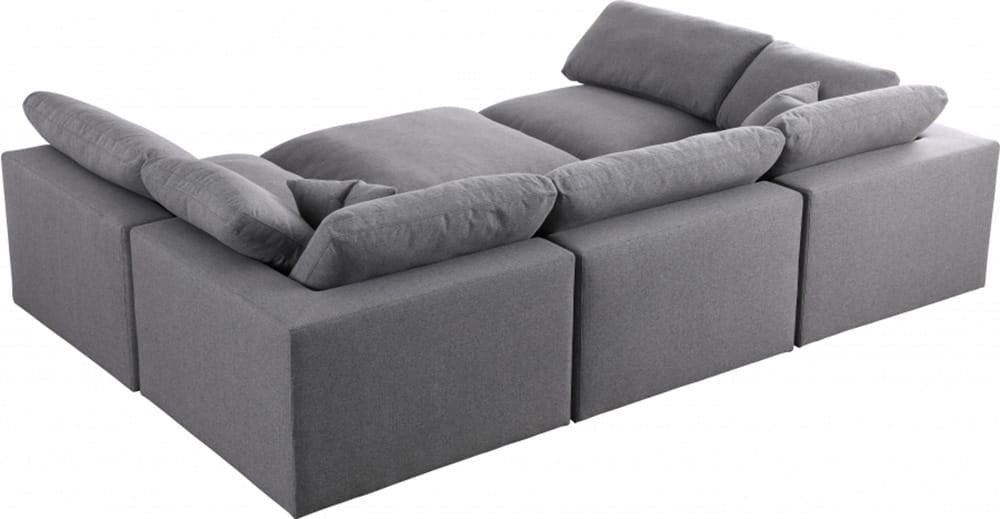 Meridian Furniture - Serene Grey Linen Textured Fabric Deluxe Comfort Modular Sectional - 6Pc - 601Grey-Sec6C view 2