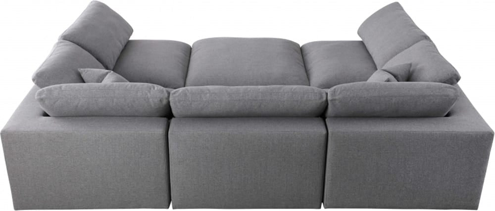 Meridian Furniture - Serene Grey Linen Textured Fabric Deluxe Comfort Modular Sectional - 6Pc - 601Grey-Sec6C view 3