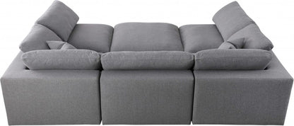 Meridian Furniture - Serene Grey Linen Textured Fabric Deluxe Comfort Modular Sectional - 6Pc - 601Grey-Sec6C view 3