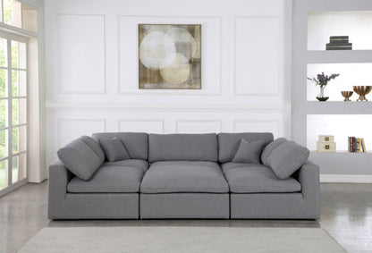 Meridian Furniture - Serene Grey Linen Textured Fabric Deluxe Comfort Modular Sectional - 6Pc - 601Grey-Sec6C view 4