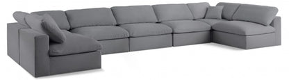 Meridian Furniture - Serene Grey Linen Textured Fabric Deluxe Comfort Modular Sectional - 7Pc - 601Grey-Sec7B view 1