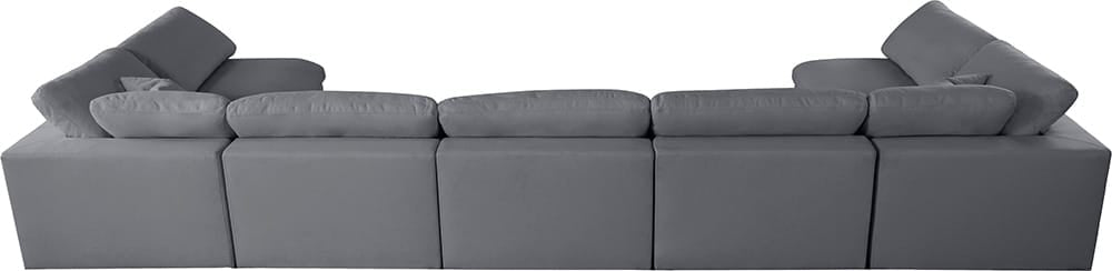 Meridian Furniture - Serene Grey Linen Textured Fabric Deluxe Comfort Modular Sectional - 7Pc - 601Grey-Sec7B view 2