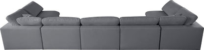 Meridian Furniture - Serene Grey Linen Textured Fabric Deluxe Comfort Modular Sectional - 7Pc - 601Grey-Sec7B view 2