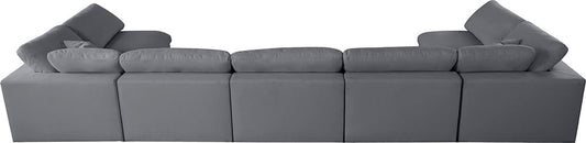 Meridian Furniture - Serene Grey Linen Textured Fabric Deluxe Comfort Modular Sectional - 7Pc - 601Grey-Sec7B view 2