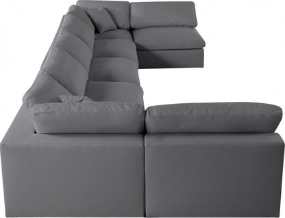 Meridian Furniture - Serene Grey Linen Textured Fabric Deluxe Comfort Modular Sectional - 7Pc - 601Grey-Sec7B view 3