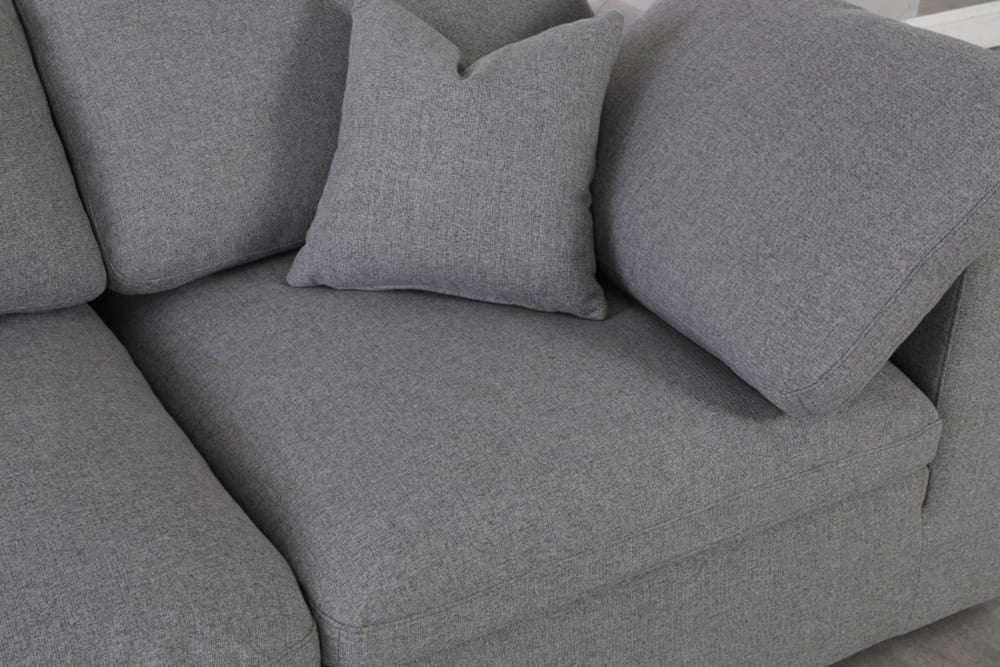 Meridian Furniture - Serene Grey Linen Textured Fabric Deluxe Comfort Modular Sectional - 7Pc - 601Grey-Sec7B view 4