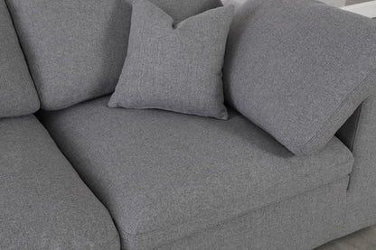 Meridian Furniture - Serene Grey Linen Textured Fabric Deluxe Comfort Modular Sectional - 7Pc - 601Grey-Sec7B view 4