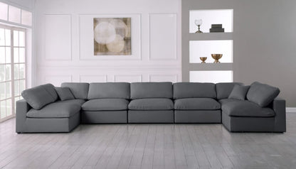 Meridian Furniture - Serene Grey Linen Textured Fabric Deluxe Comfort Modular Sectional - 7Pc - 601Grey-Sec7B view 5